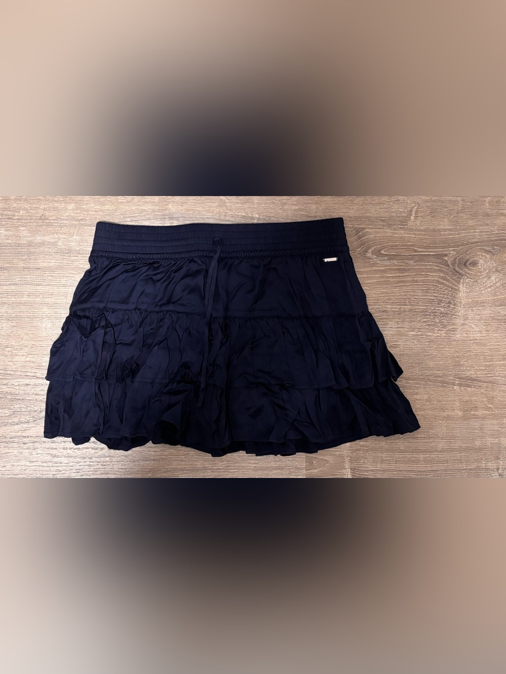 PINK Victoria’s Secret Summer Fling Satin Ruffle Skirt in Nior Navy Sz S NWT